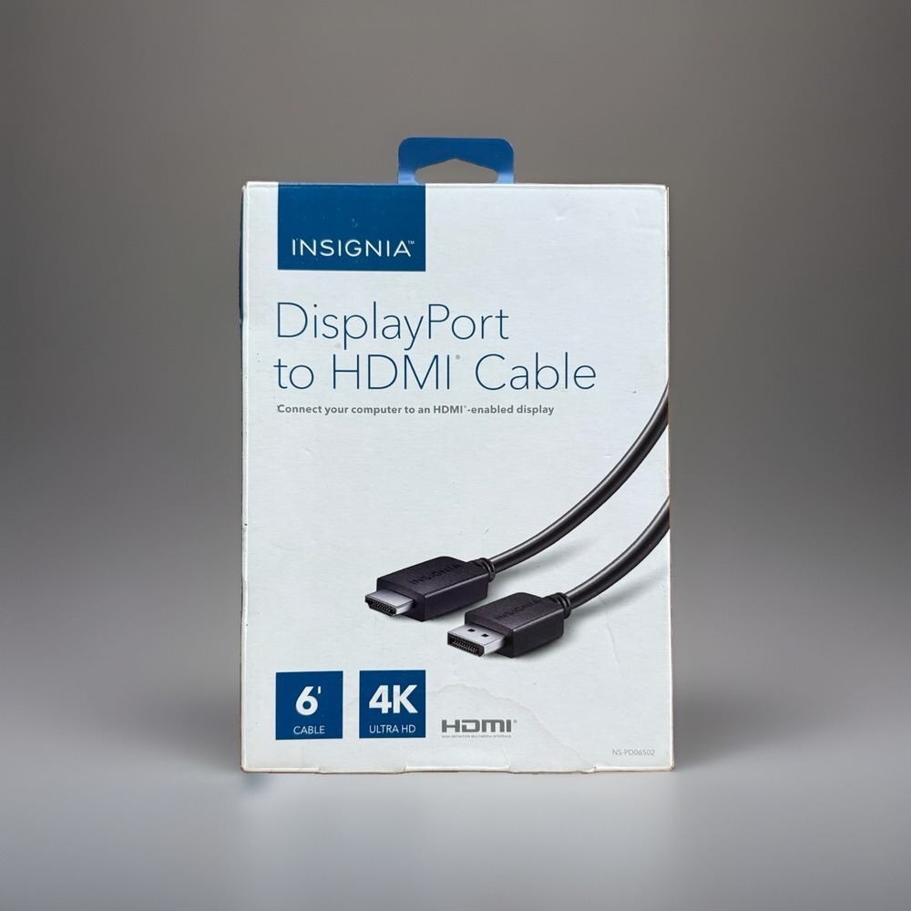 Insignia NS-PDD6502 6ft DisplayPort to HDMI Cable Black 4K Ultra HD